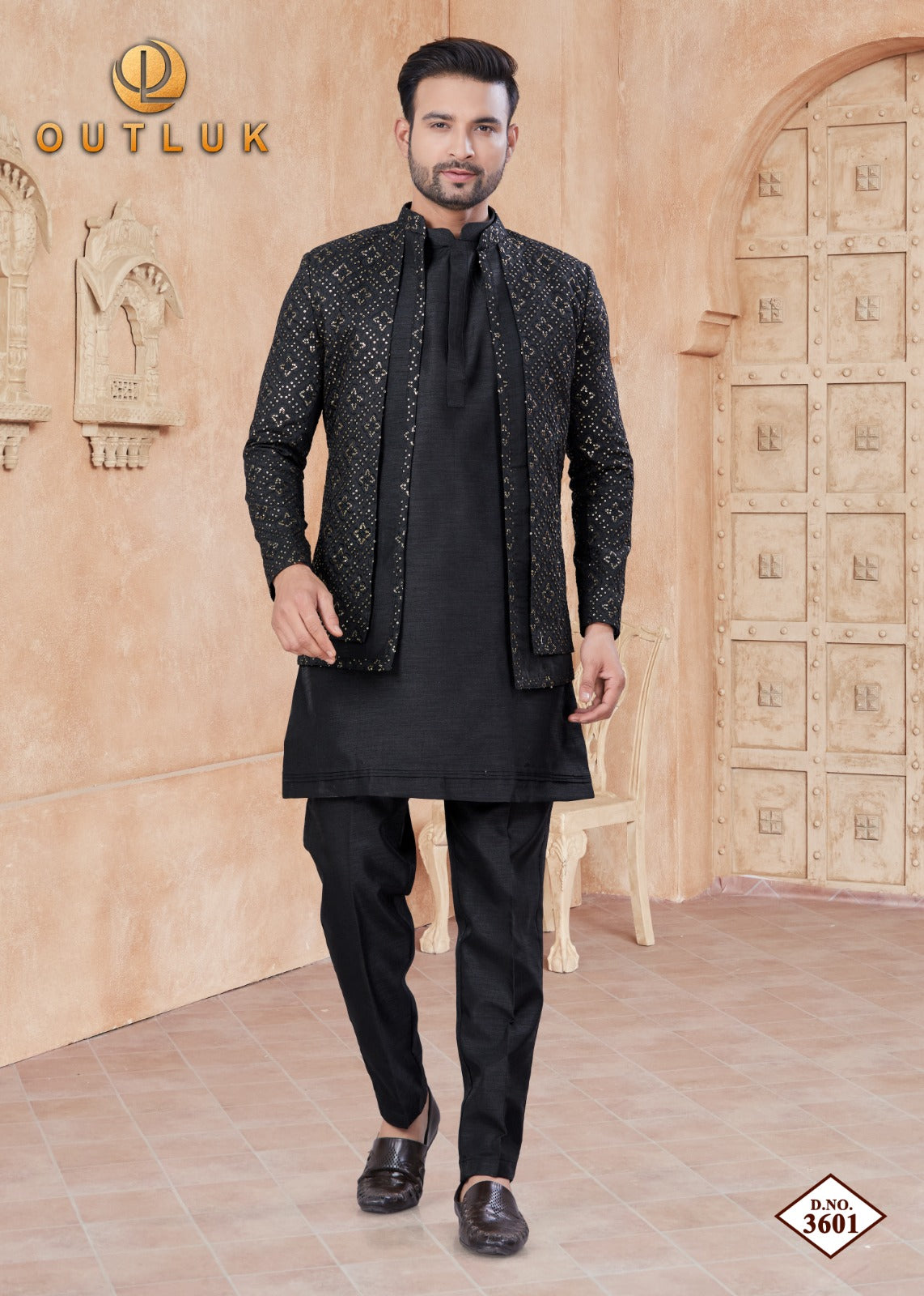 3601 Wedding Collection Vol 36 Outluk Jacket Mens Kurta Pyjama