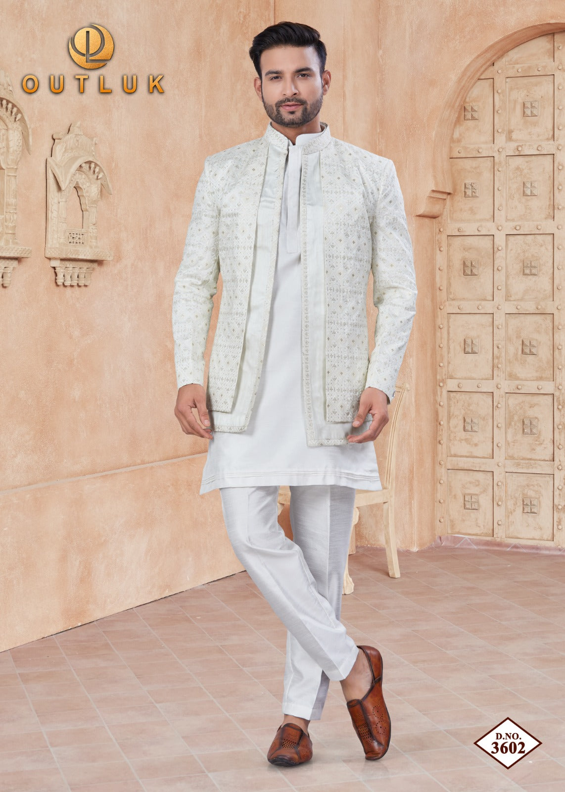 3602 Wedding Collection Vol 36 Outluk Jacket Mens Kurta Pyjama