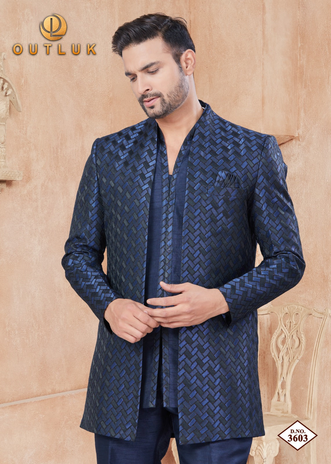 3603 Wedding Collection Vol 36 Outluk Jacket Mens Kurta Pyjama