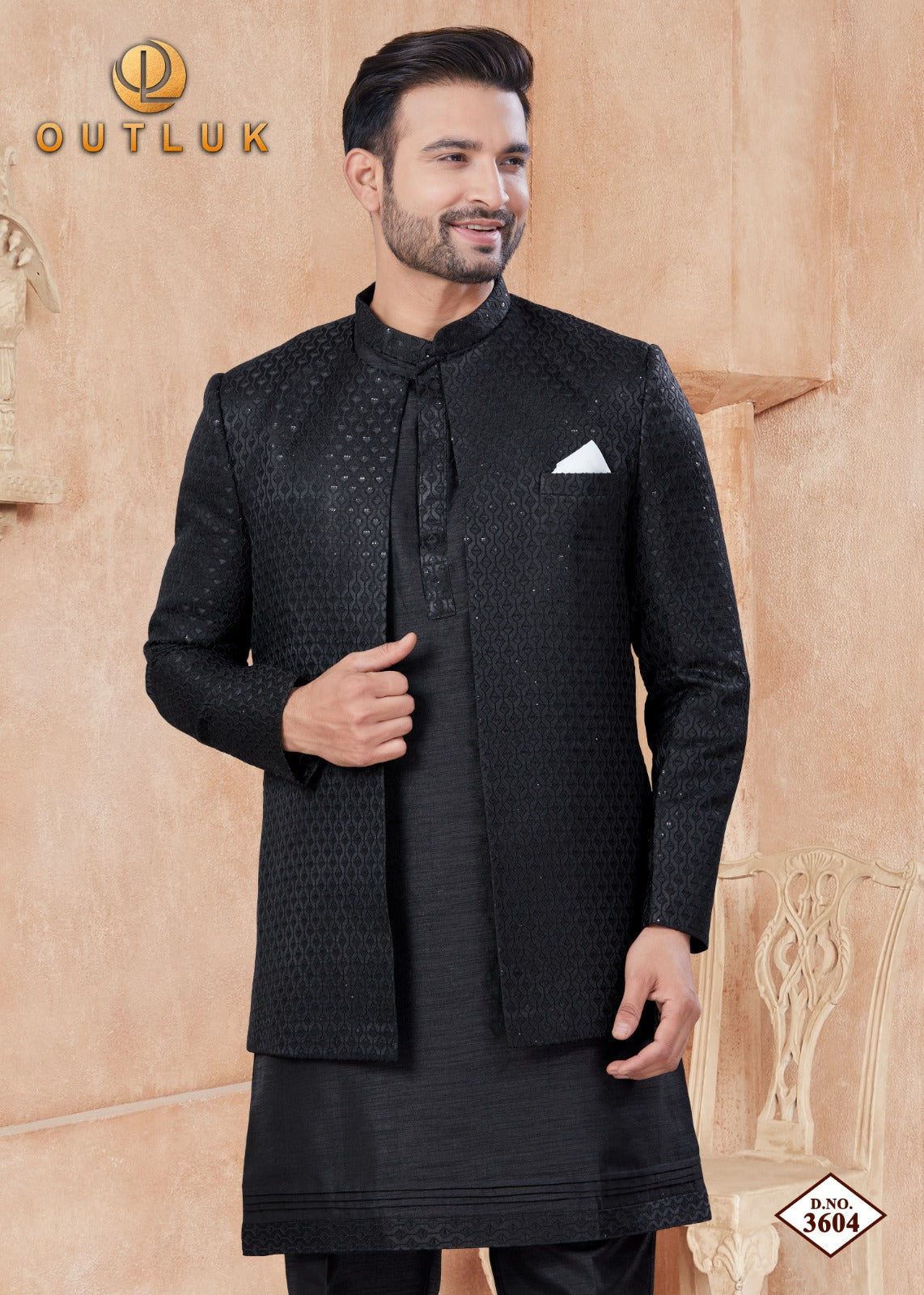 3604 Wedding Collection Vol 36 Outluk Jacket Mens Kurta Pyjama