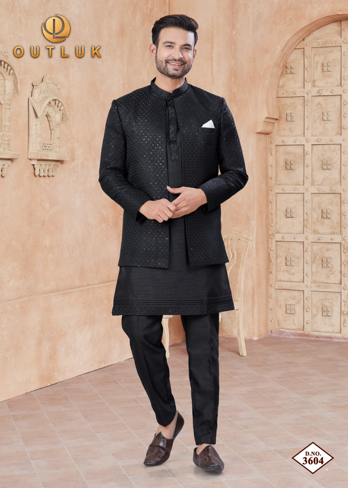 3604 Wedding Collection Vol 36 Outluk Jacket Mens Kurta Pyjama