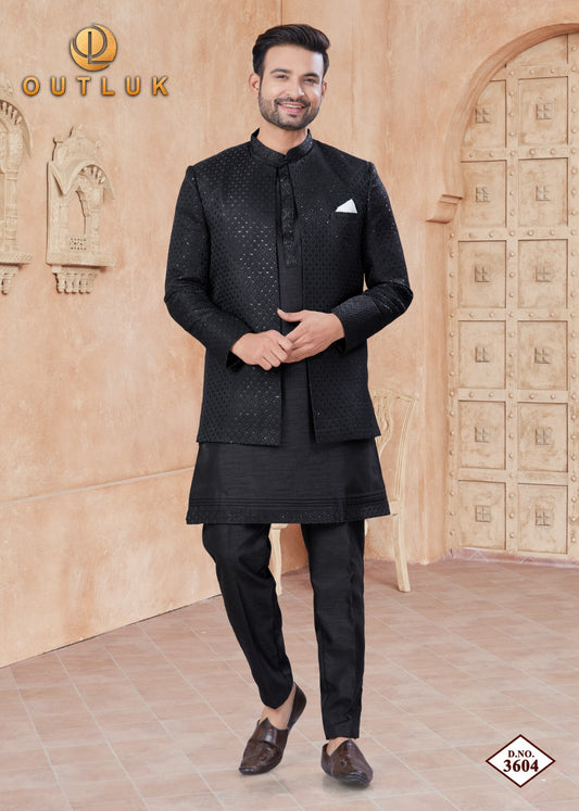 3604 Wedding Collection Vol 36 Outluk Jacket Mens Kurta Pyjama