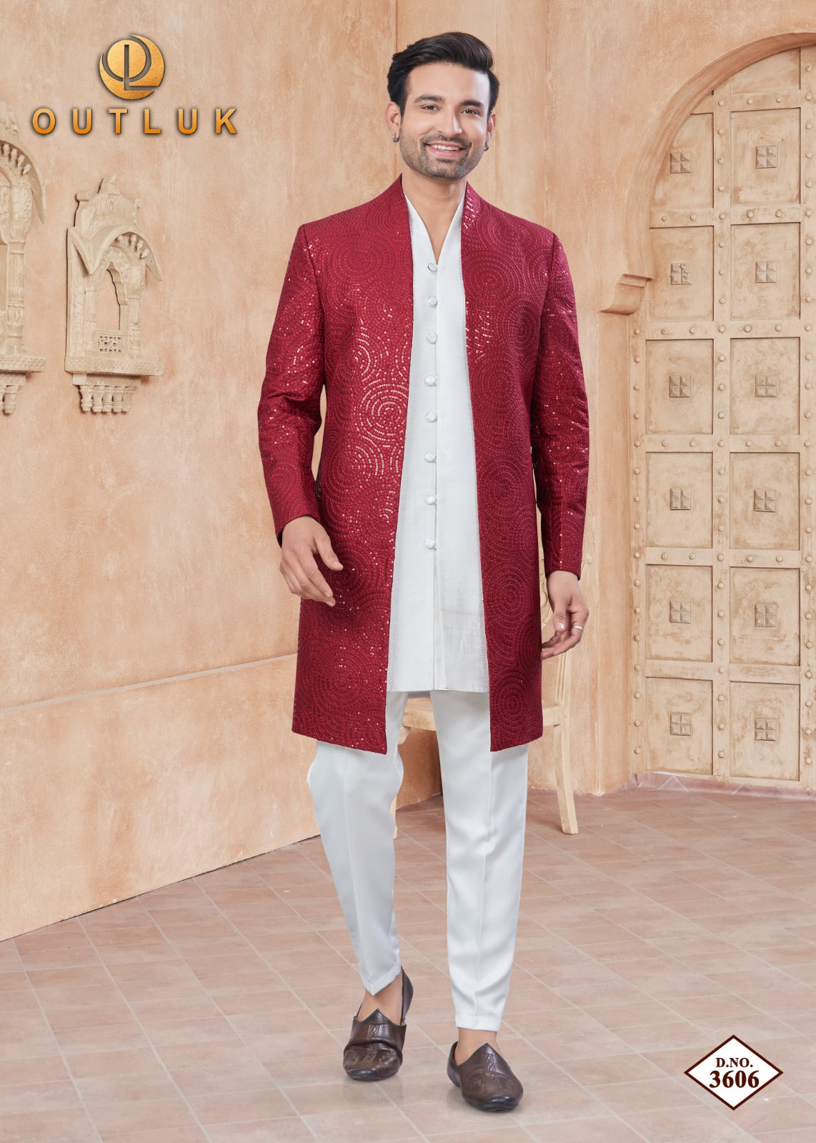 3606 Wedding Collection Vol 36 Outluk Jacket Mens Kurta Pyjama