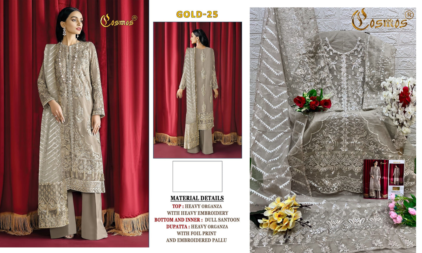 Gold-25 Cosmos Fashion Pakistani Salwar Suits