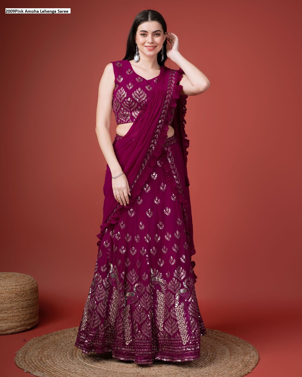 2009Pink Amoha Lehenga Saree