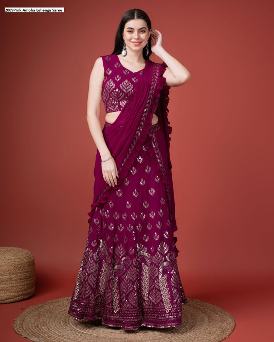 2009Pink Amoha Lehenga Saree