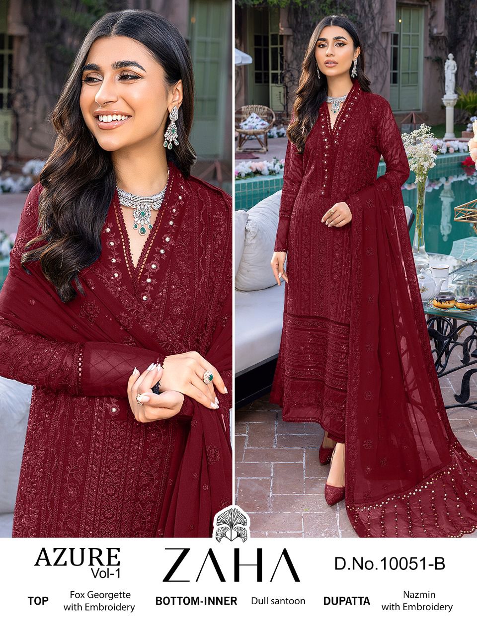 10051B Zaha Pakistani Salwar Suits