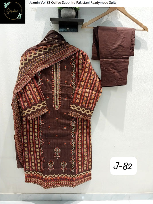 Jazmin Vol 82 Coffee Sapphire Pakistani Readymade Suits