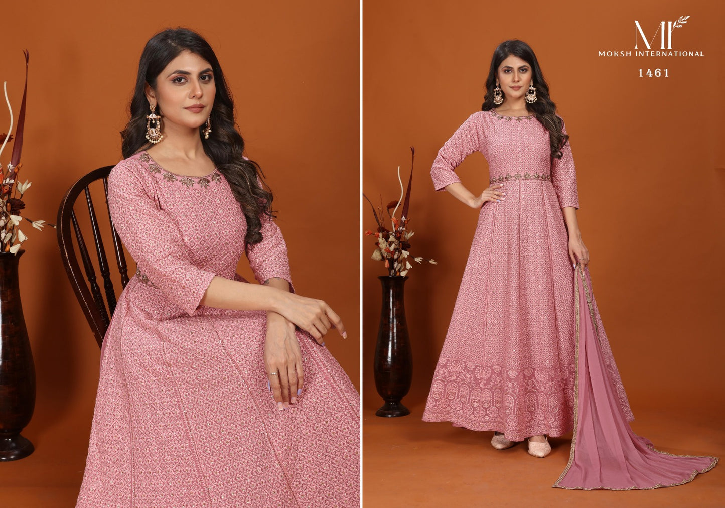 1461 Mahek Vol 1 Moksh Gown Dupatta Set