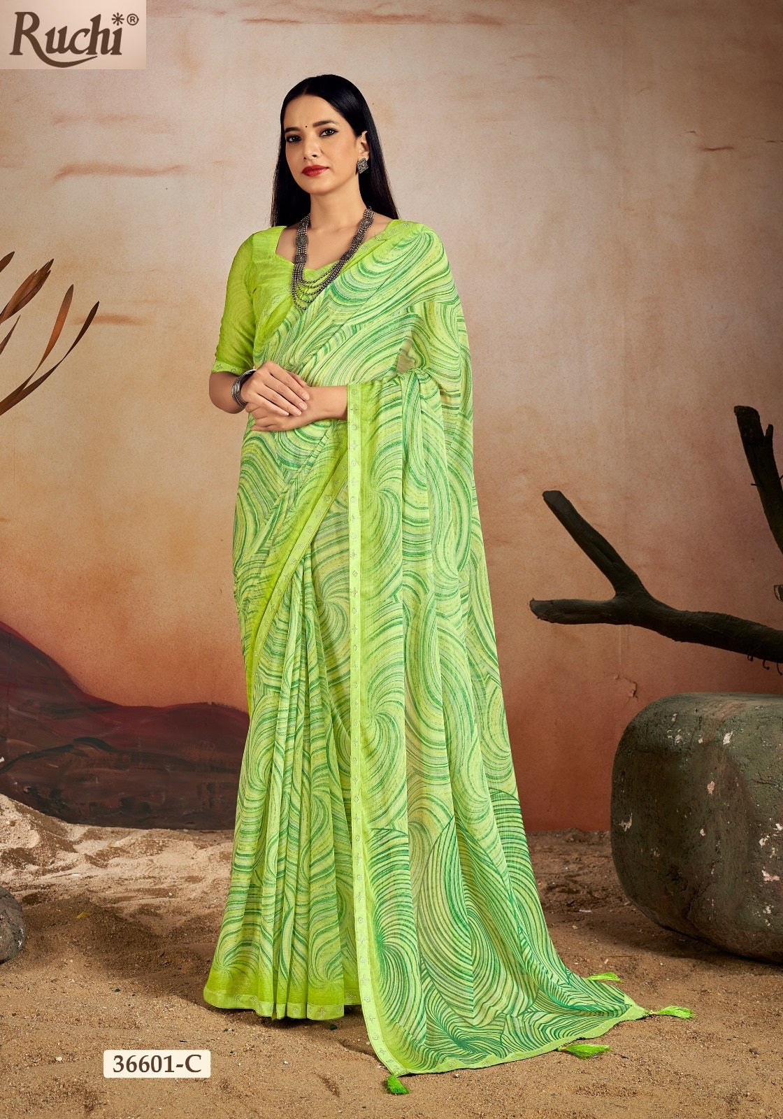 36601-C Vanilla Vol 13 Ruchi Chiffon Sarees