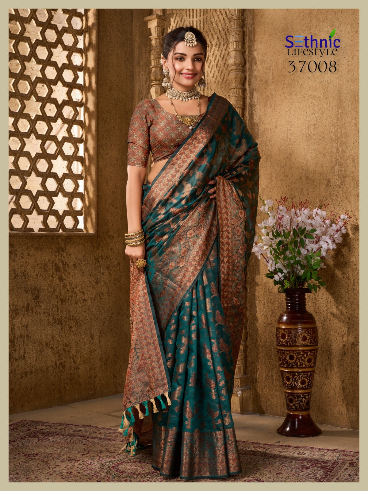 37008 Evogue Vol 2 Sethnic Organza Sarees