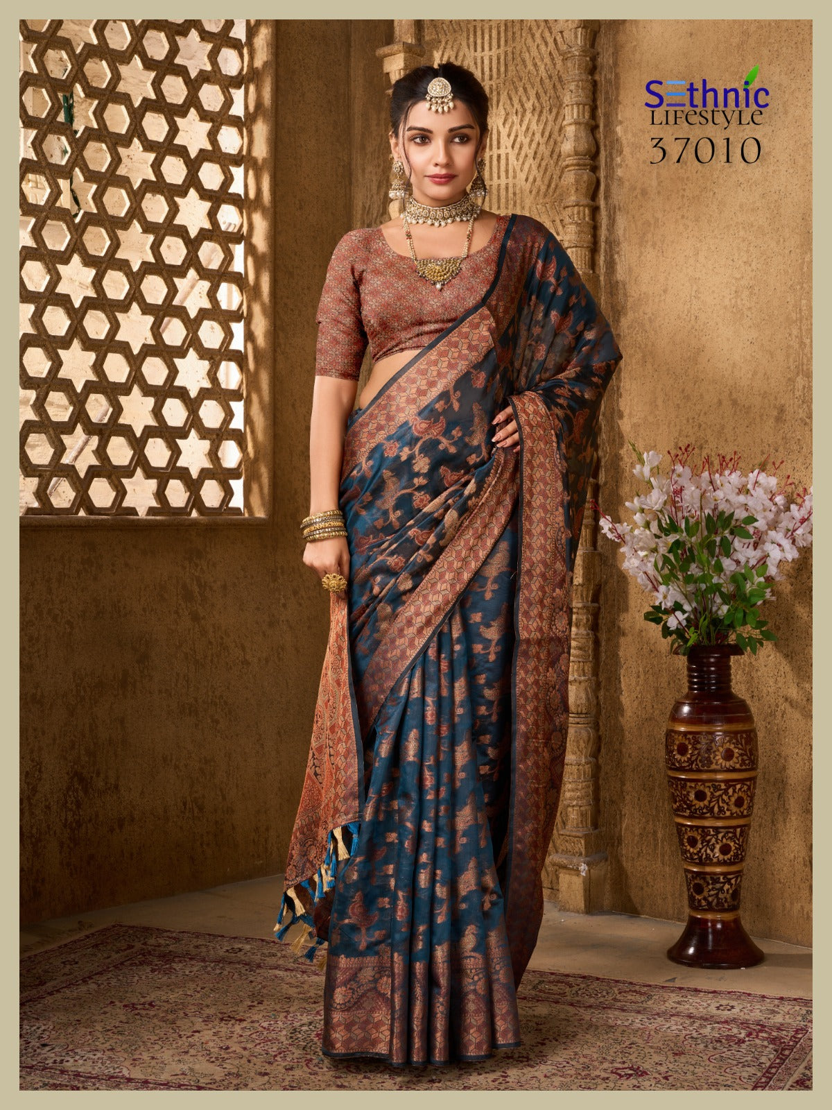 37010 Evogue Vol 2 Sethnic Organza Sarees