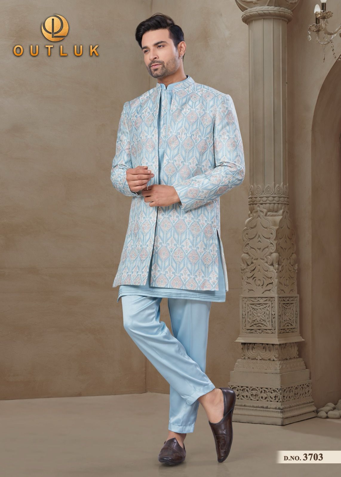 3703 Wedding Collection Vol 37 Outluk Jacket Mens Kurta Pyjama