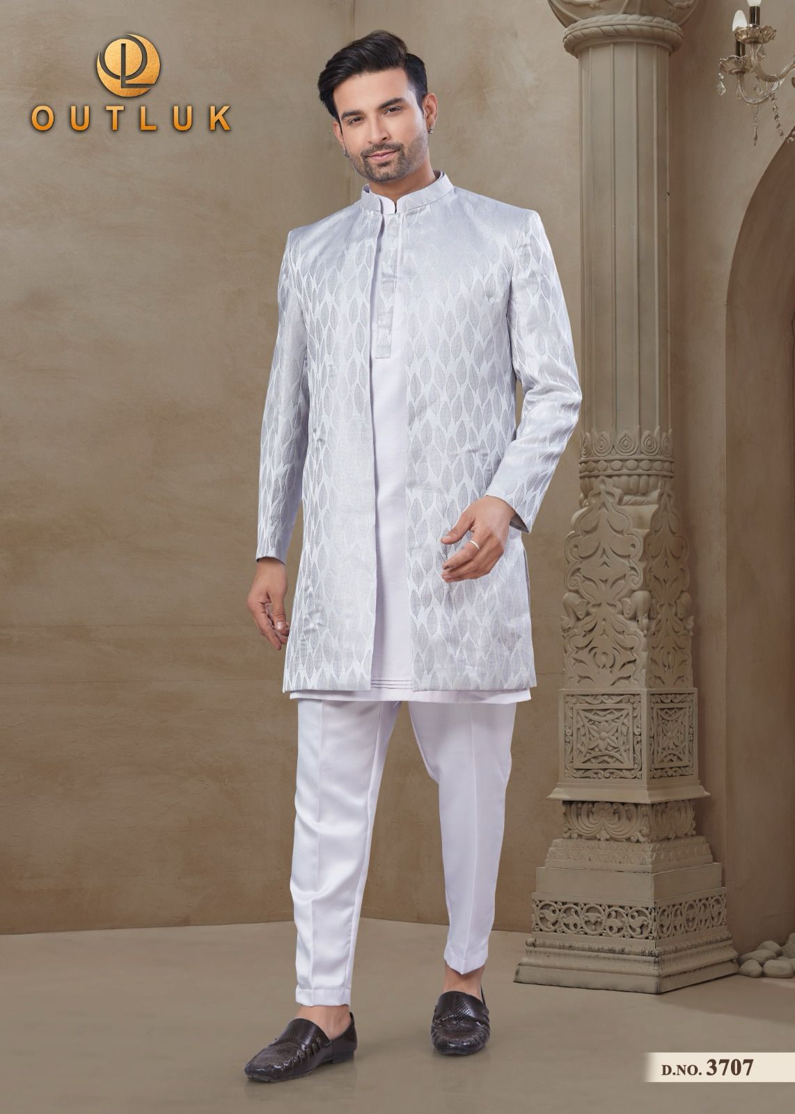 3707 Wedding Collection Vol 37 Outluk Jacket Mens Kurta Pyjama