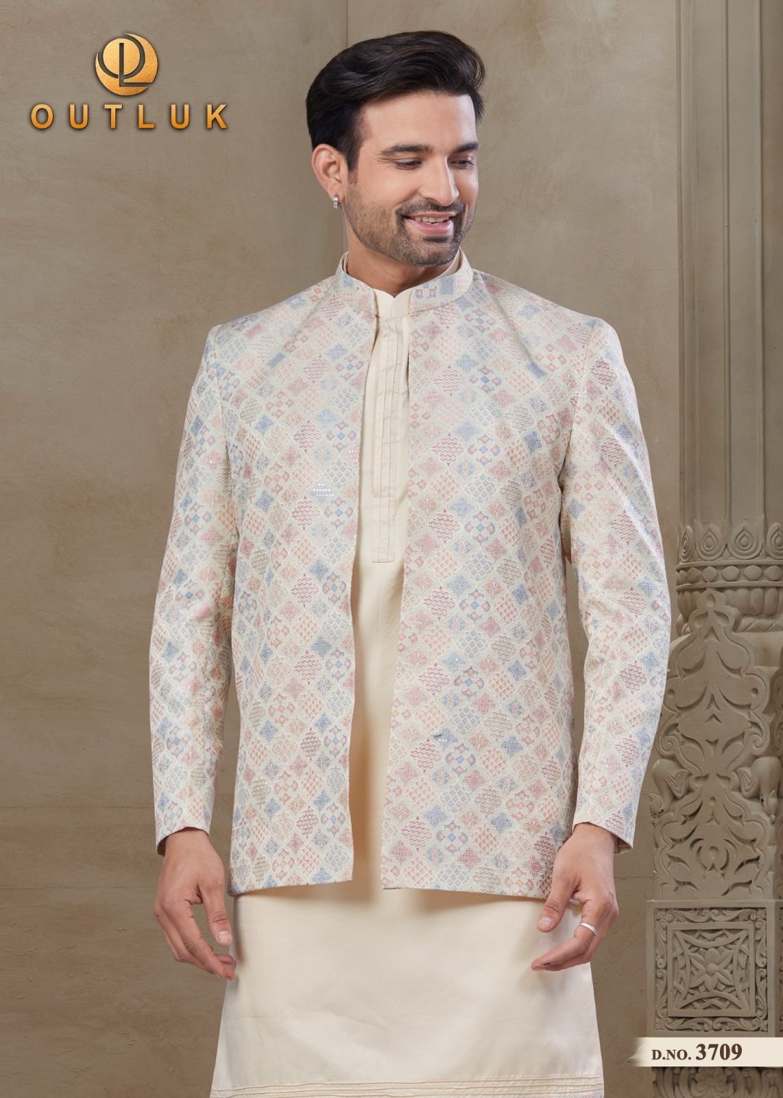 3709 Wedding Collection Vol 37 Outluk Jacket Mens Kurta Pyjama