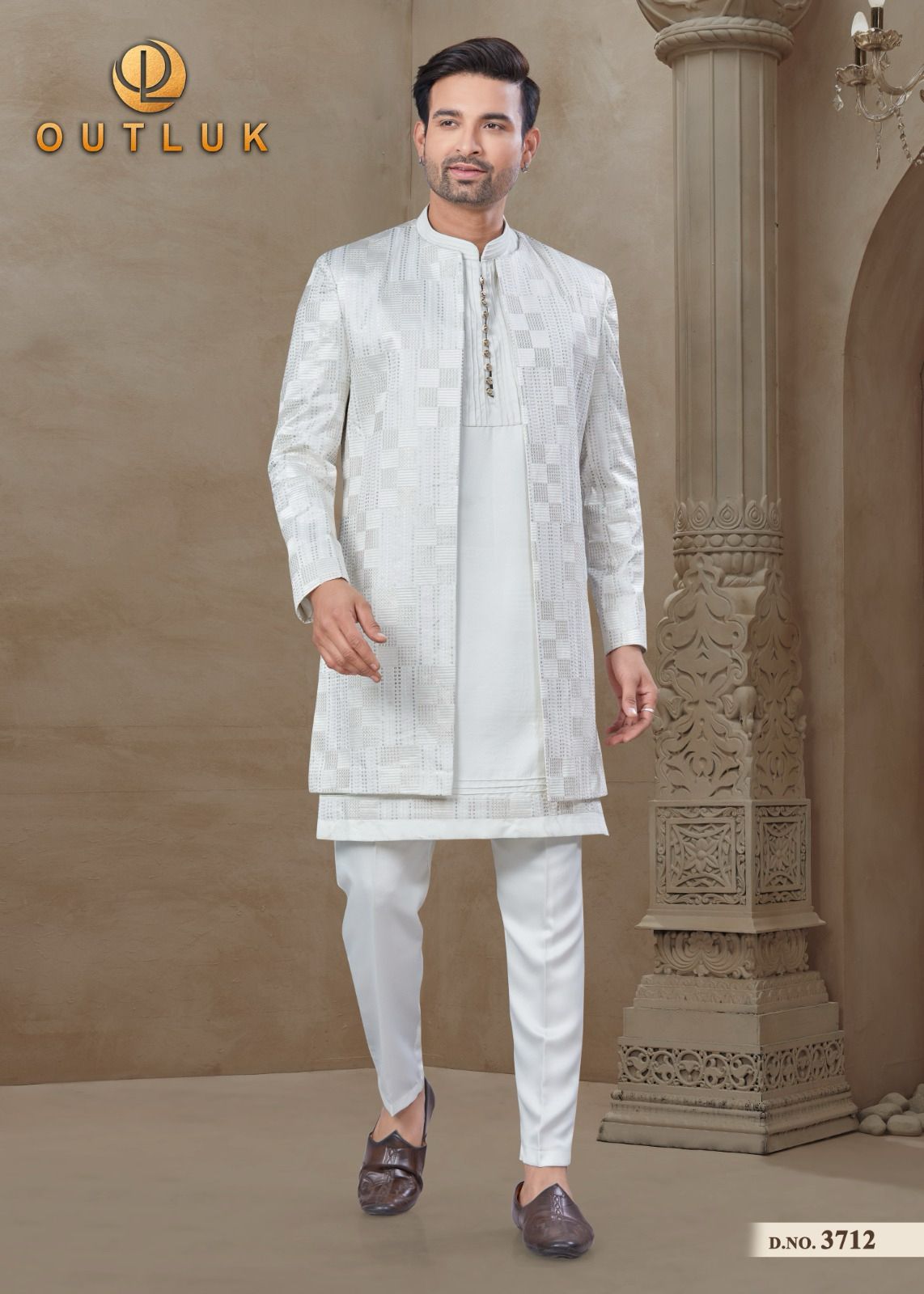 3712 Wedding Collection Vol 37 Outluk Jacket Mens Kurta Pyjama