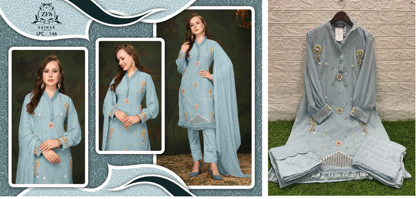 146-Plae Blue Zainab Fashion Studio Pakistani Readymade Suits