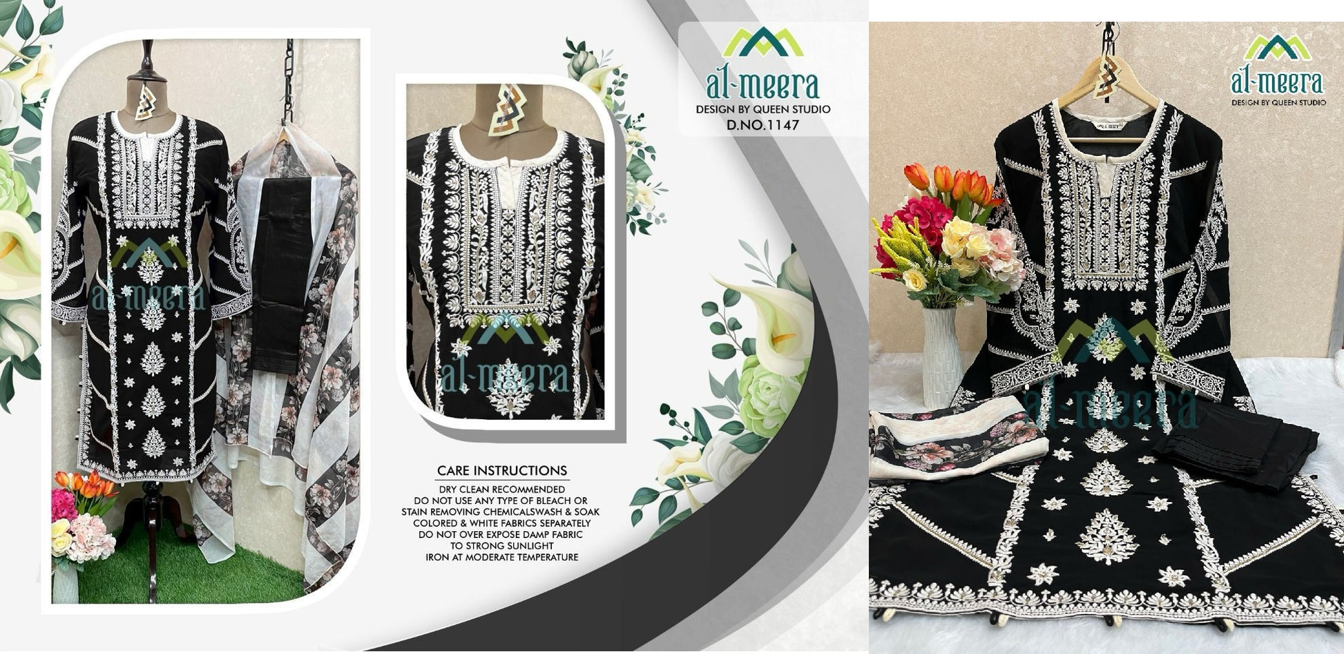 1147 Black Al Meera Pakistani Readymade Suits
