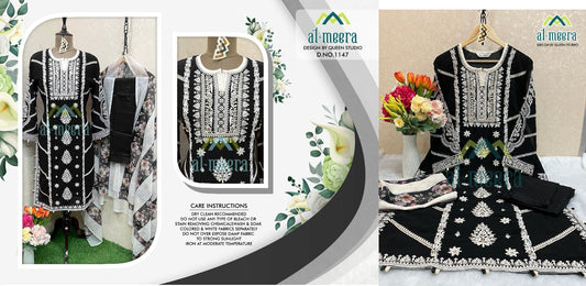 1147 Black Al Meera Pakistani Readymade Suits