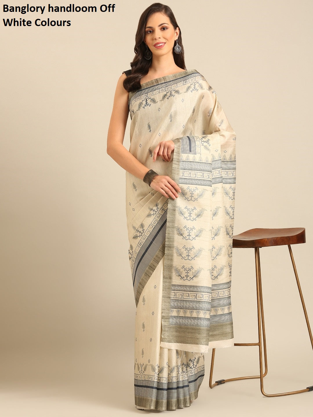 Banglory Handloom Off White Bunawat Sarees
