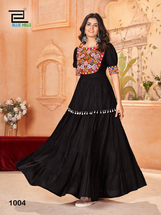 1004 Jhamkudi Bluehills Kurti Skirt Set