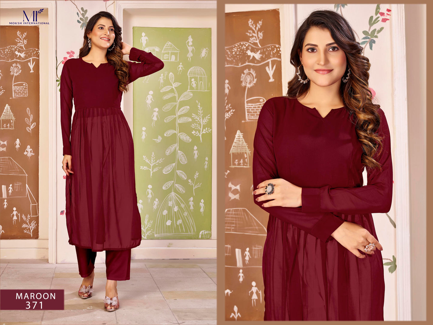 371 Maroon Kasturi Vol 1 Moksh Georgette Kurti