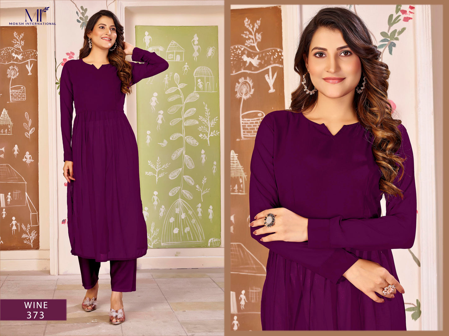 373 Wine Kasturi Vol 1 Moksh Georgette Kurti