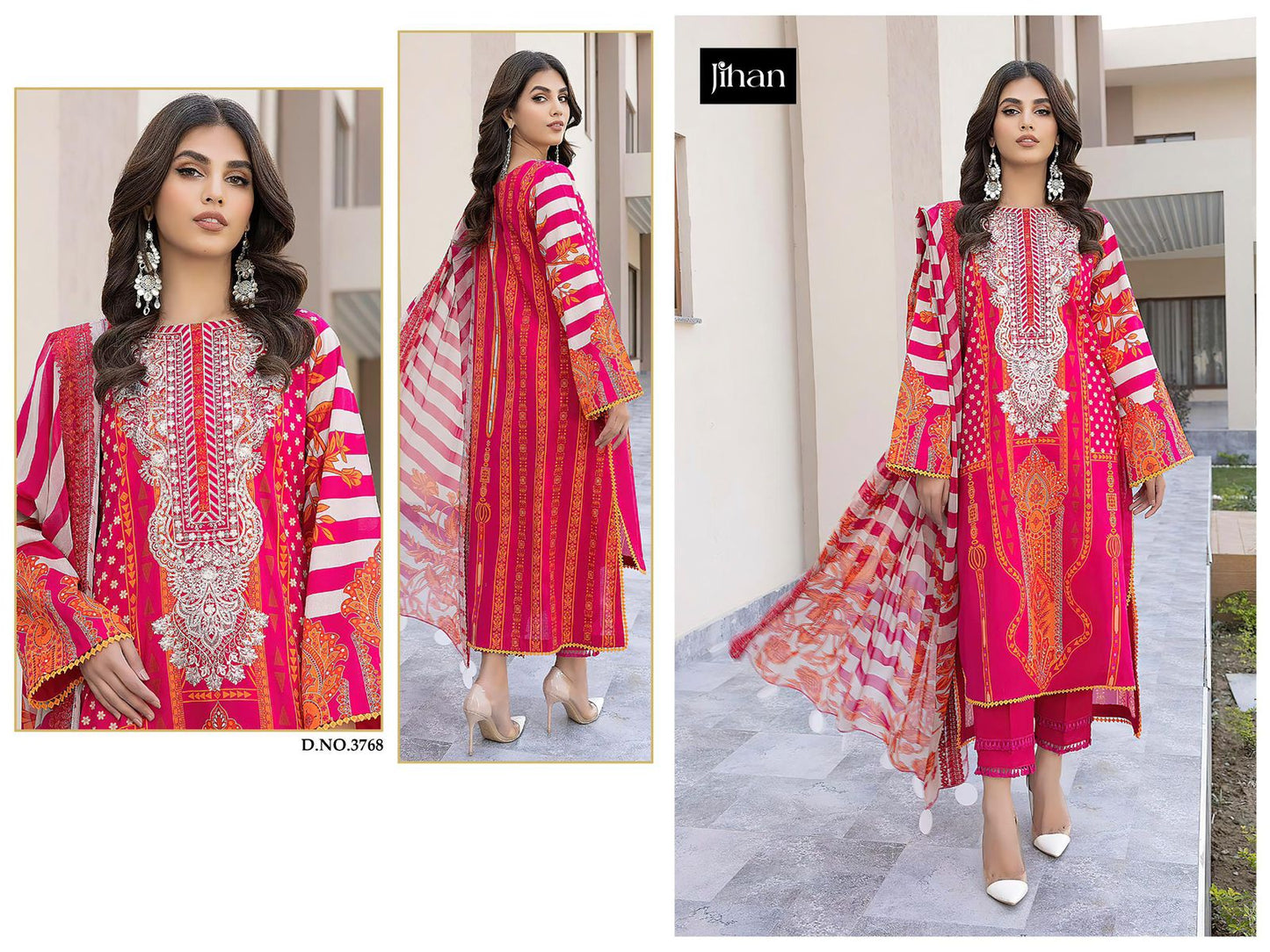 3768 Jihan Embroidery Pakistani Patch Suits