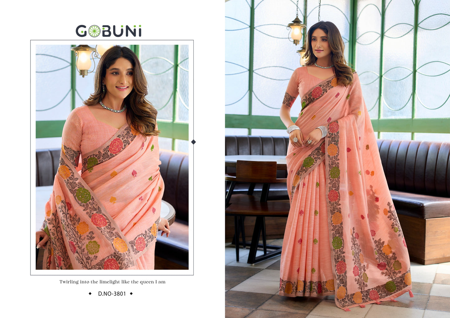 3801 Suman Gobuni Linen Jacquard Sarees