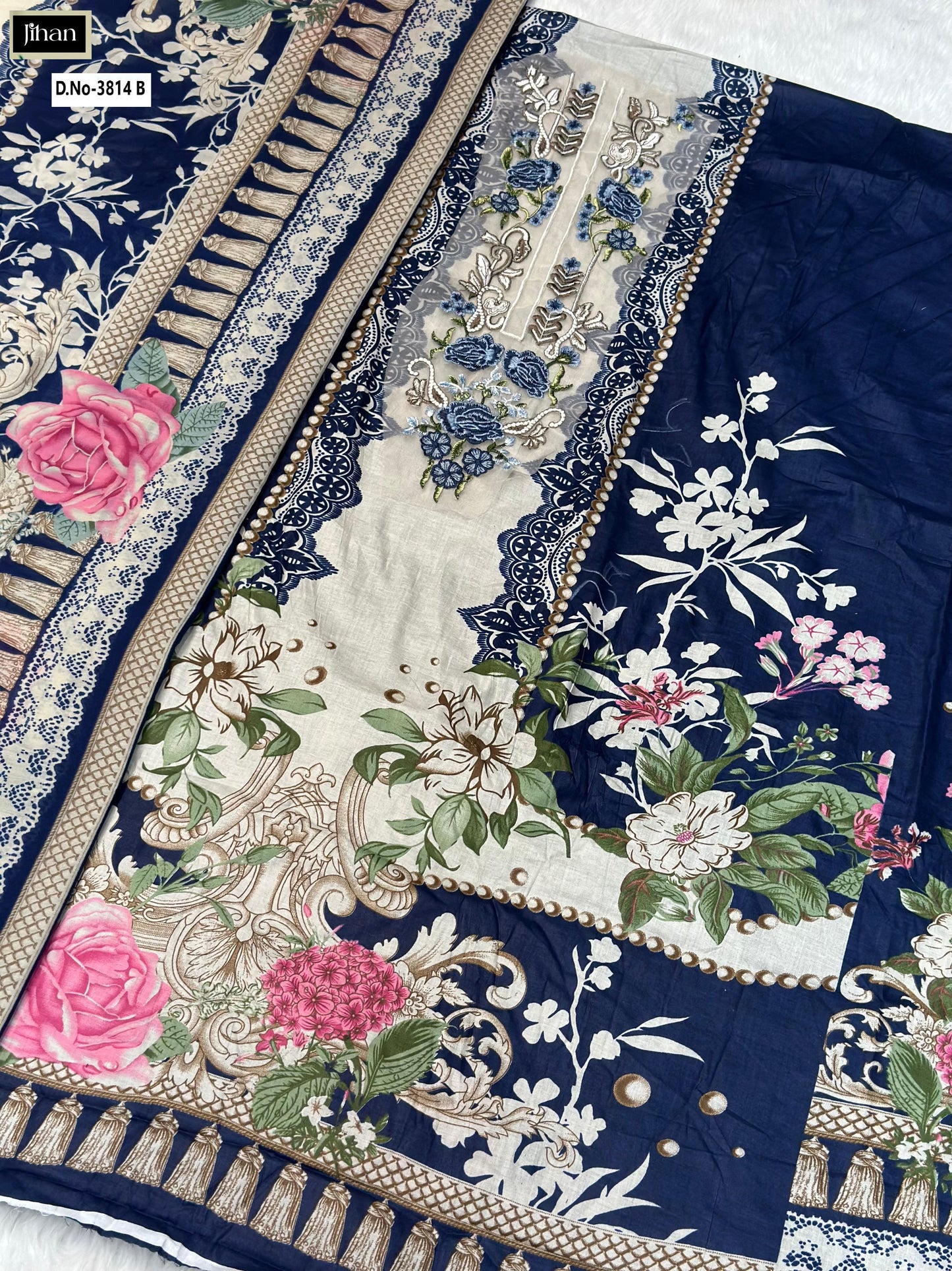 3814 B Jihan Printed Pakistani Patch Suits