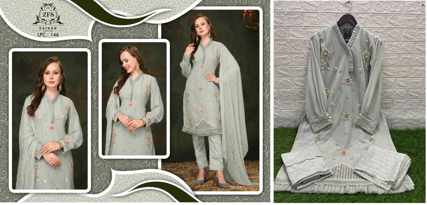 146-Emerald Green Zainab Fashion Studio Pakistani Readymade Suits
