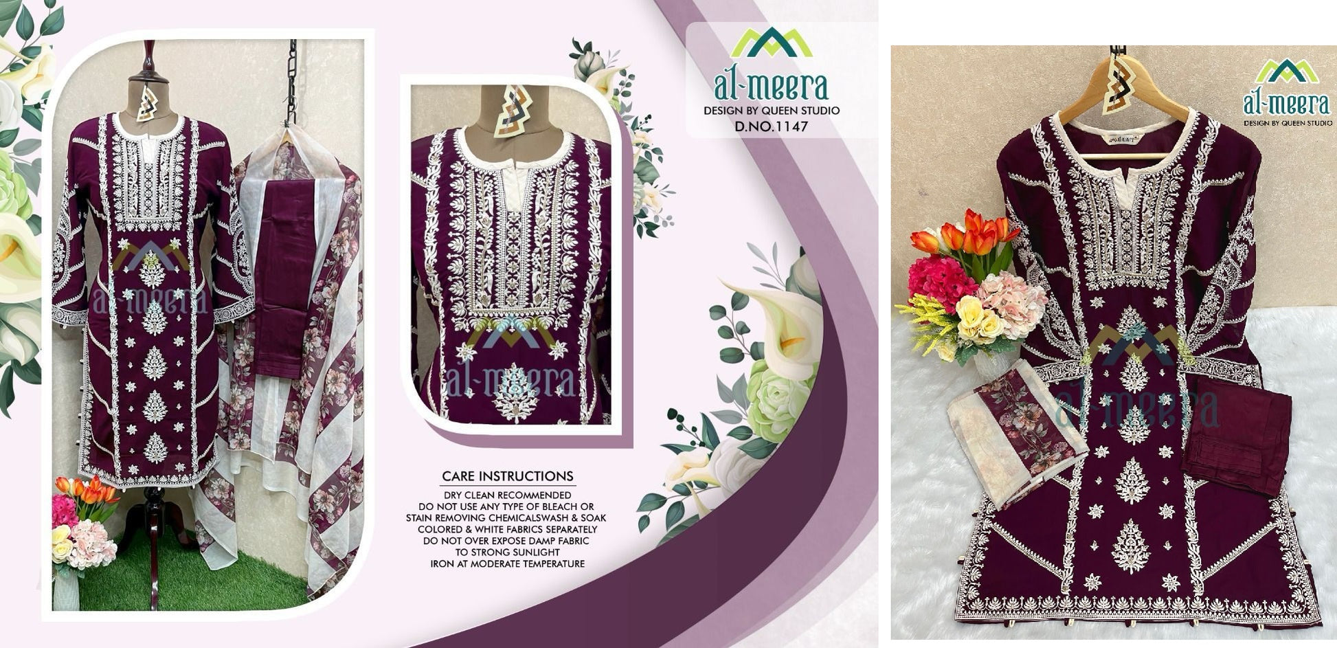 1147 Wine Al Meera Pakistani Readymade Suits