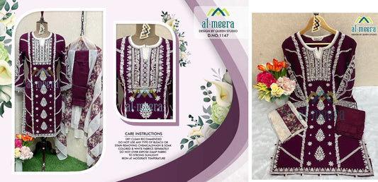 1147 Wine Al Meera Pakistani Readymade Suits