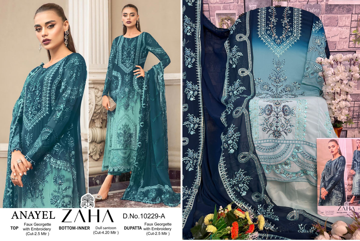 10229A Zaha Pakistani Salwar Suits
