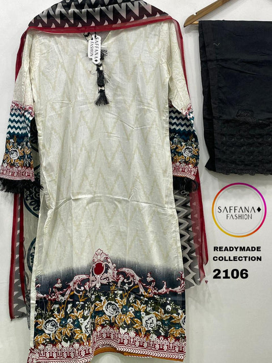 2106White Saffana Pakistani Readymade Suits