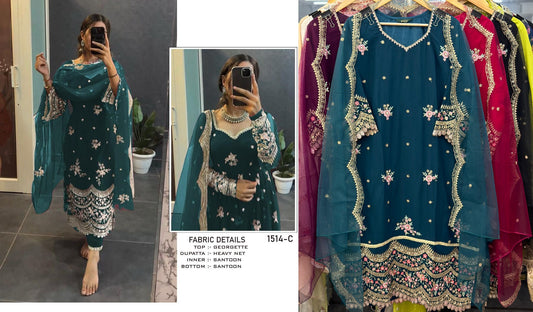 1514C Husnara Semi Stitched Suits