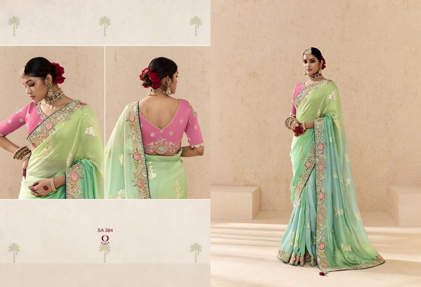 384 Shehnai Sindhuri Kimora Embroidery Sarees
