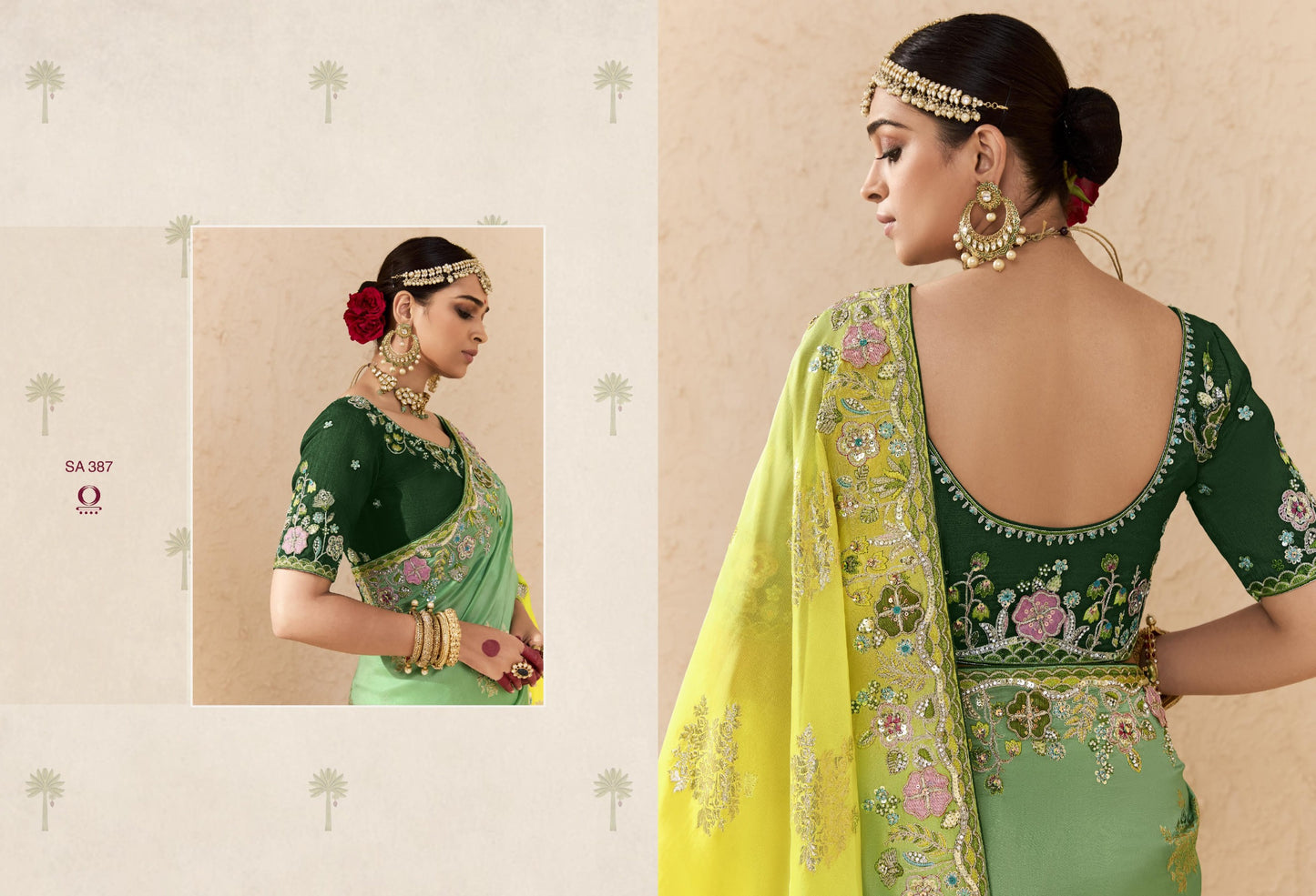 387 Shehnai Sindhuri Kimora Embroidery Sarees