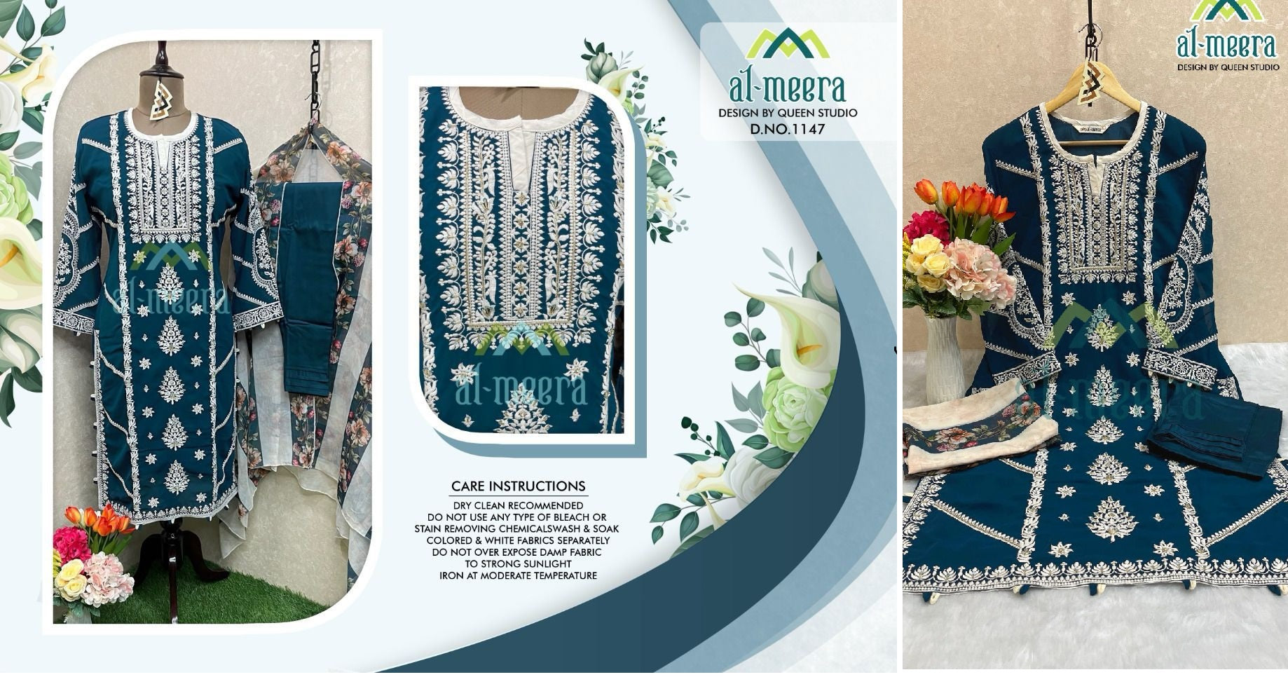 1147 Peacock Blue Al Meera Pakistani Readymade Suits