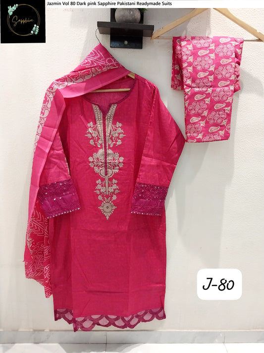Jazmin Vol 80 Dark Pink Sapphire Pakistani Readymade Suits