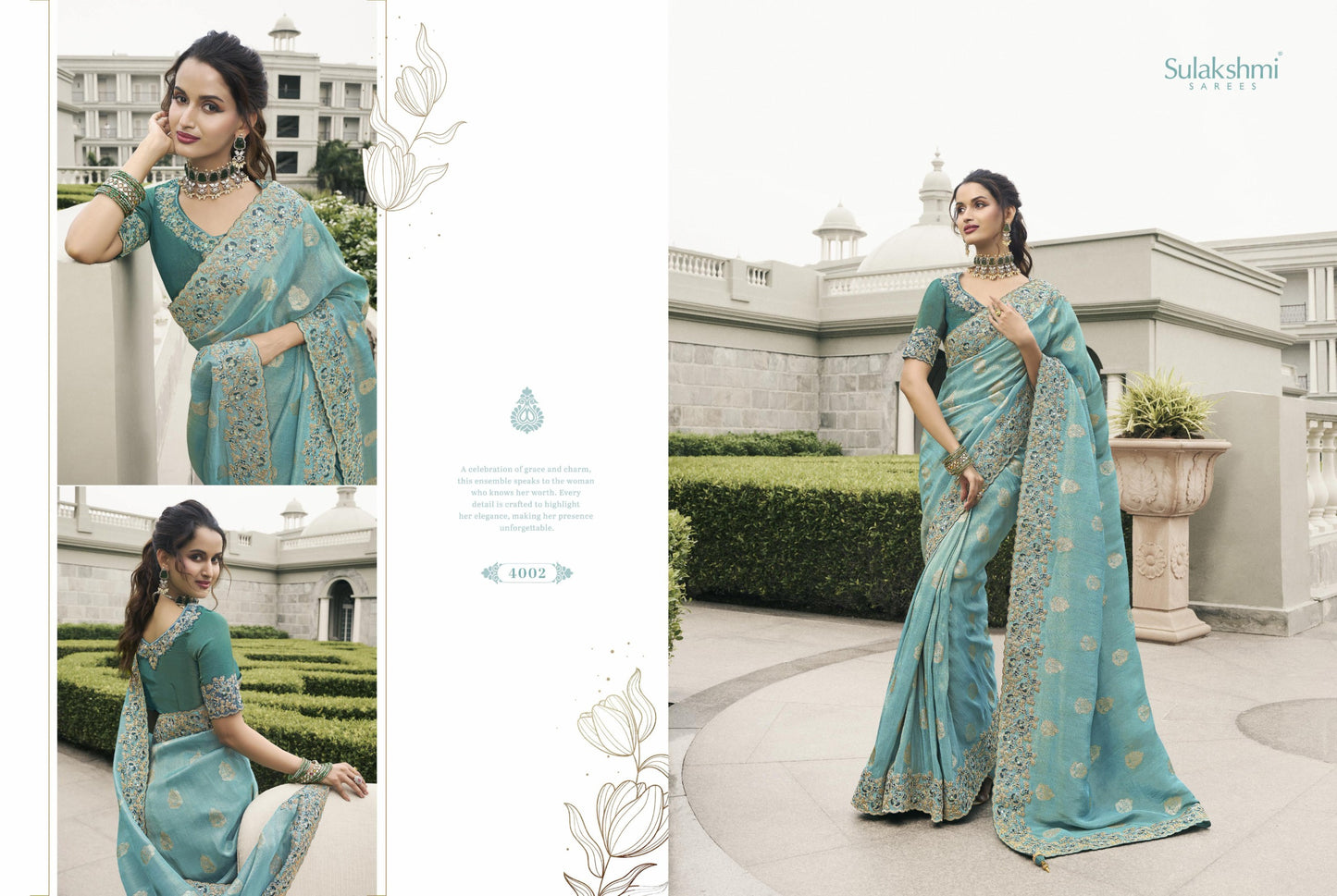 4002 Bridal Heritage Sulakshmi Prints Mirror Work Sarees