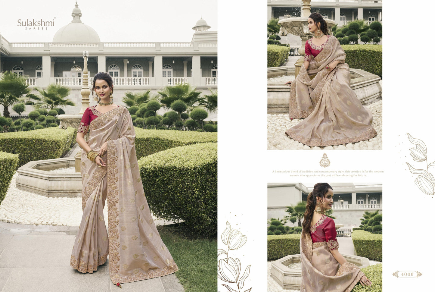4006 Bridal Heritage Sulakshmi Prints Mirror Work Sarees