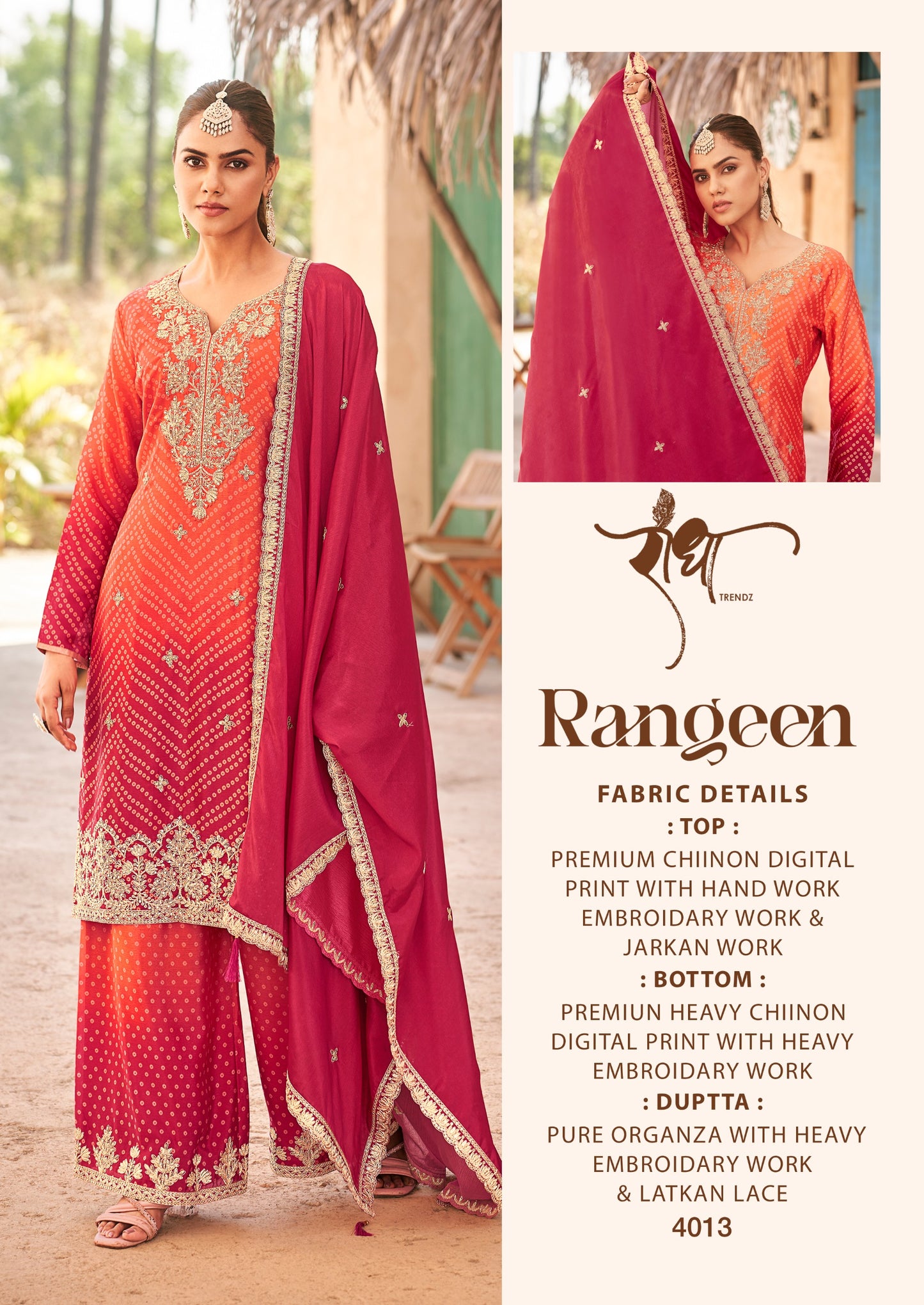 4013 Rangeen Radha Trendz Premium Chinon Readymade Suits