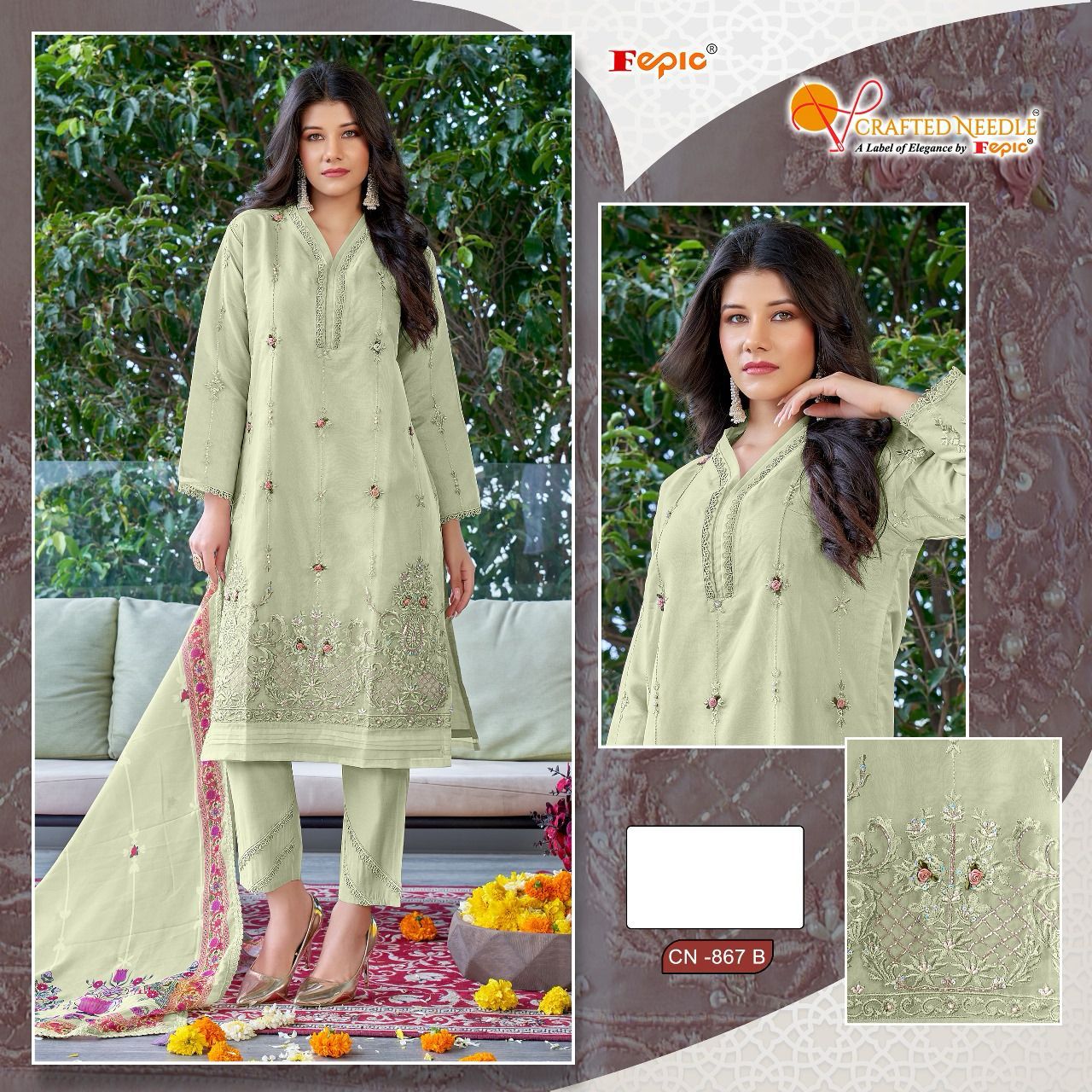 867B Crafted Needle Pakistani Readymade Suits