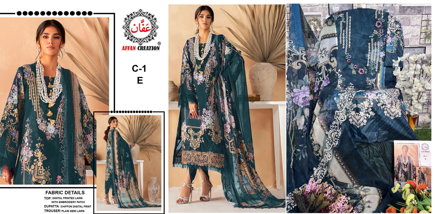 C-1E Affan Creation Pakistani Salwar Suits