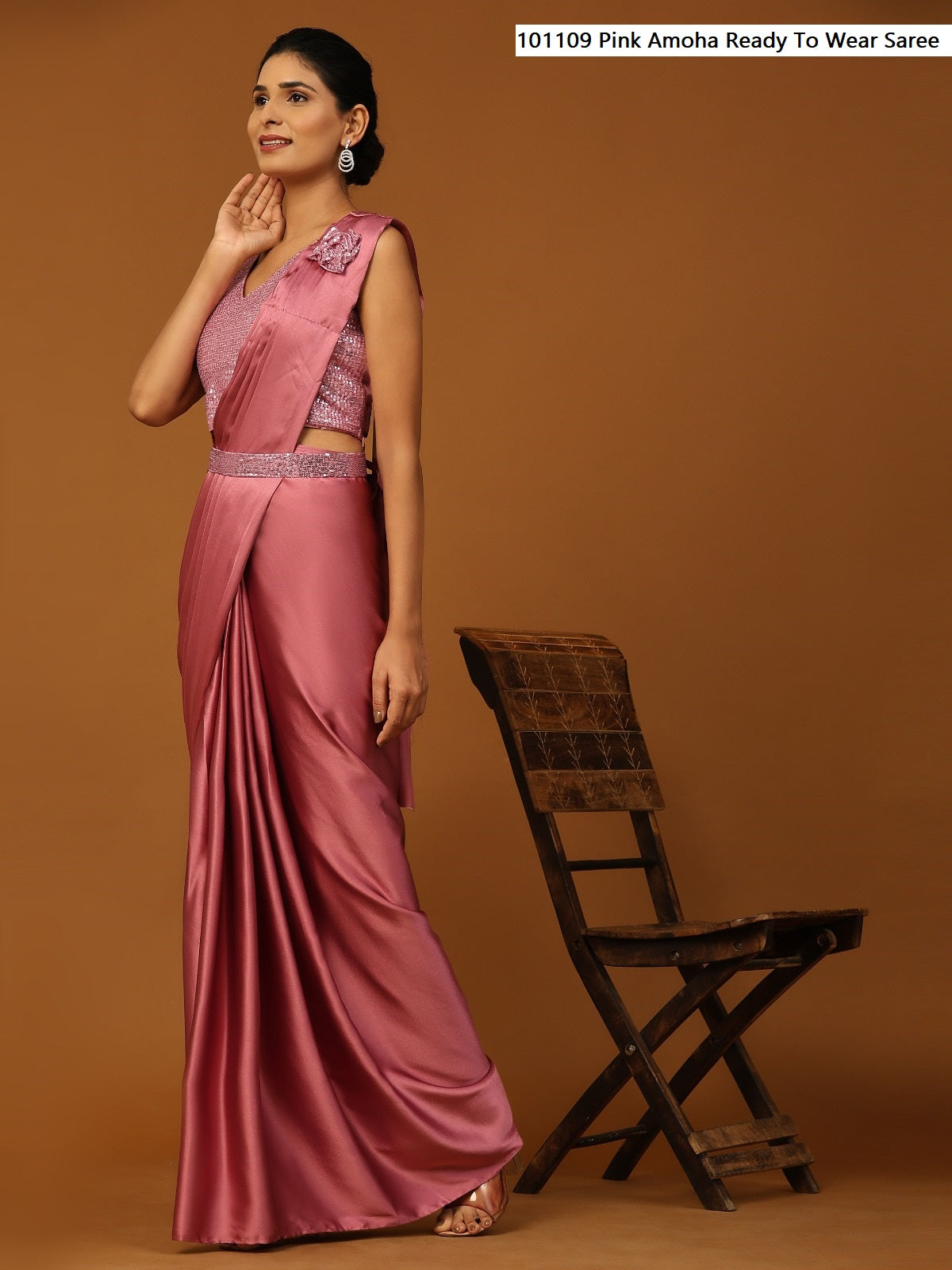 101109 Pink Amoha Ready To Wear Saree