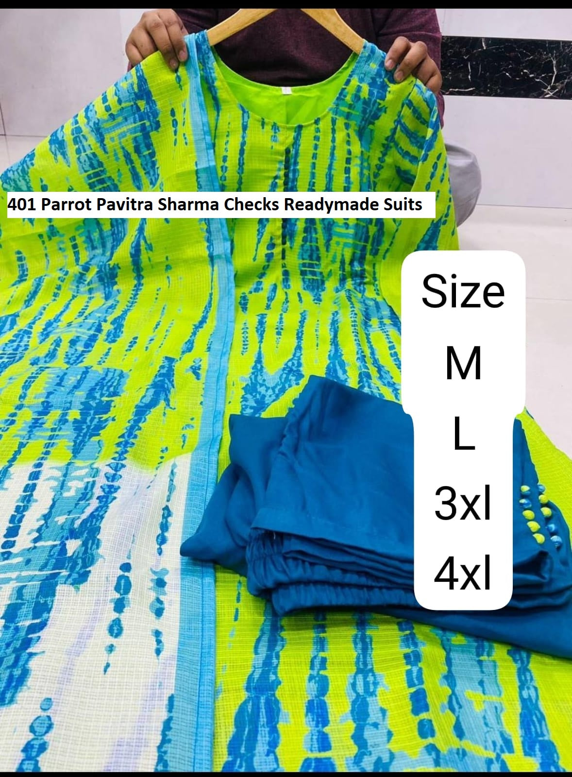 401 Parrot Pavitra Sharma Checks Readymade Suits