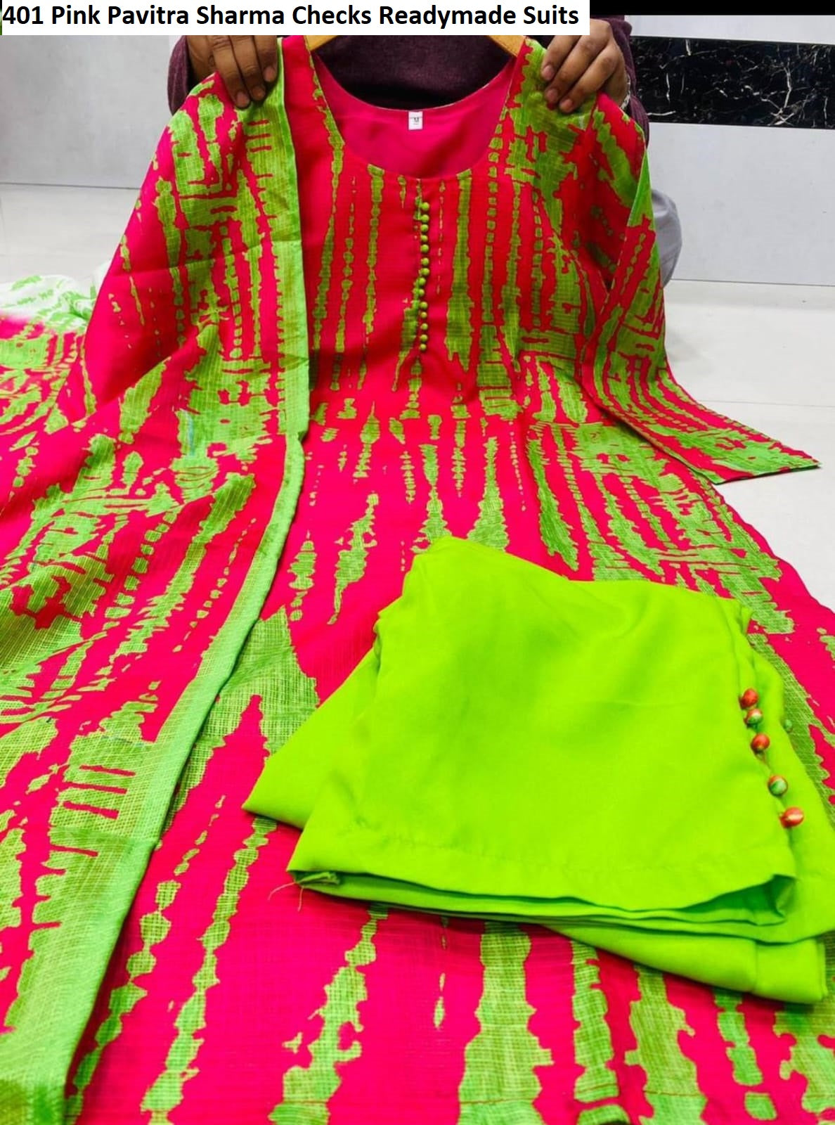 401 Pink Pavitra Sharma Checks Readymade Suits