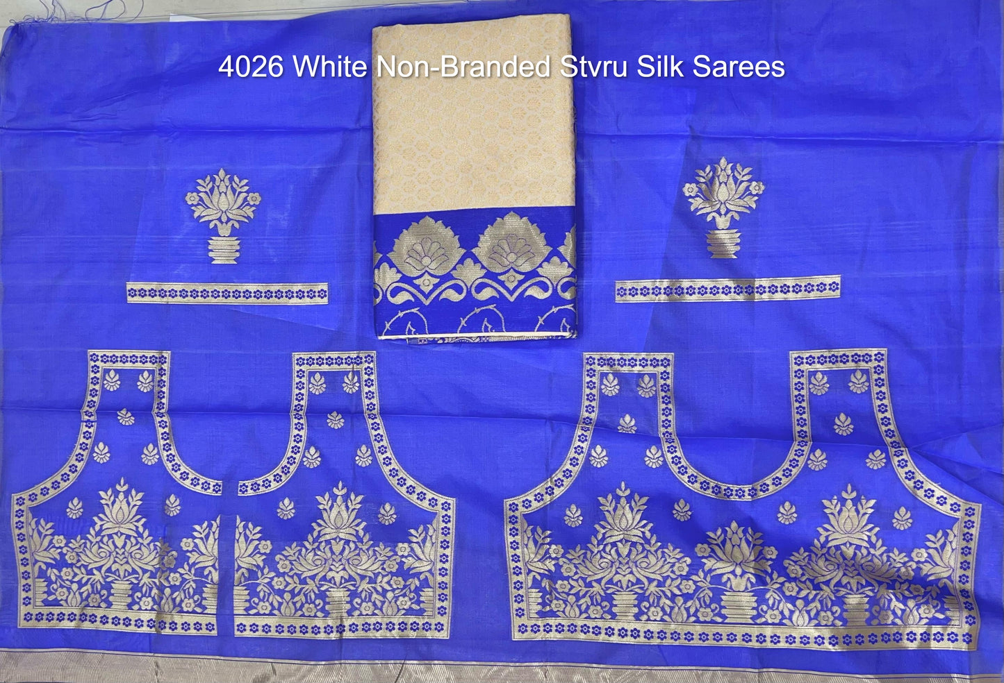 4026 White Non-Branded Stvru Silk Sarees