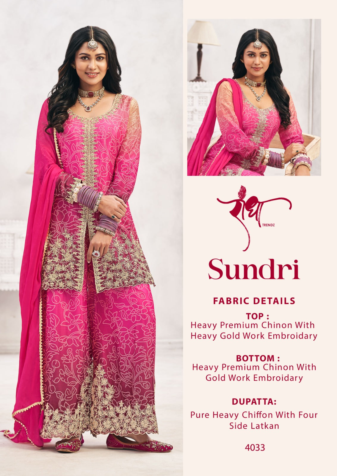 4033 Sundri Radha Trendz Premium Chinon Readymade Suits